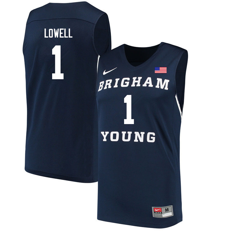 Men #1 Wyatt Lowell BYU Cougars College Basketball Jerseys Sale-Navy